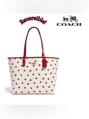 🐞 Coach Ladybug Print City Tote Reversible MSRP $350 🐞